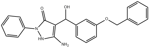 5-amino-4-[hydroxy-(3-phenylmethoxyphenyl)methyl]-2-phenyl-1H-pyrazol-3-one,932960-55-9,结构式