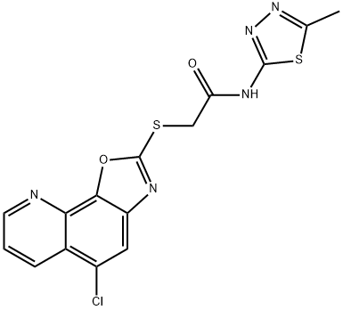 2-[(5-chloro-[1,3]oxazolo[4,5-h]quinolin-2-yl)sulfanyl]-N-(5-methyl-1,3,4-thiadiazol-2-yl)acetamide Structure