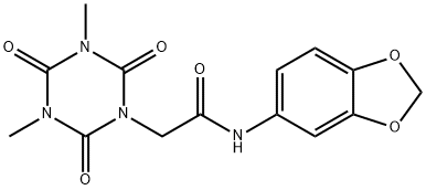 N-(1,3-benzodioxol-5-yl)-2-(3,5-dimethyl-2,4,6-trioxo-1,3,5-triazinan-1-yl)acetamide Struktur