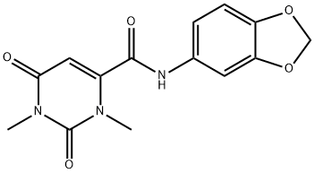 N-(1,3-benzodioxol-5-yl)-1,3-dimethyl-2,6-dioxopyrimidine-4-carboxamide 结构式