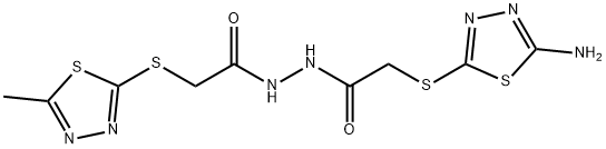 N'-[2-[(5-amino-1,3,4-thiadiazol-2-yl)sulfanyl]acetyl]-2-[(5-methyl-1,3,4-thiadiazol-2-yl)sulfanyl]acetohydrazide 化学構造式