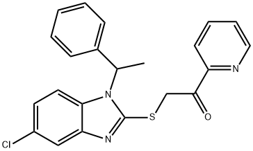 2-[5-chloro-1-(1-phenylethyl)benzimidazol-2-yl]sulfanyl-1-pyridin-2-ylethanone Struktur