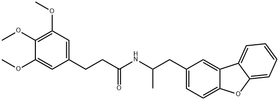 N-(1-dibenzofuran-2-ylpropan-2-yl)-3-(3,4,5-trimethoxyphenyl)propanamide 化学構造式