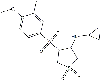 N-cyclopropyl-4-(4-methoxy-3-methylphenyl)sulfonyl-1,1-dioxothiolan-3-amine|