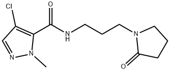 4-chloro-2-methyl-N-[3-(2-oxopyrrolidin-1-yl)propyl]pyrazole-3-carboxamide,955572-34-6,结构式