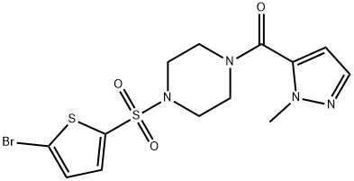 [4-(5-bromothiophen-2-yl)sulfonylpiperazin-1-yl]-(2-methylpyrazol-3-yl)methanone Struktur