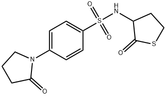 4-(2-oxopyrrolidin-1-yl)-N-(2-oxothiolan-3-yl)benzenesulfonamide Struktur