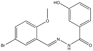 N-[(E)-(5-bromo-2-methoxyphenyl)methylideneamino]-3-hydroxybenzamide 化学構造式