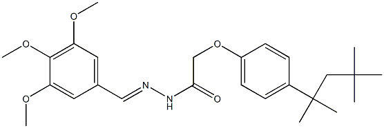 N-[(E)-(3,4,5-trimethoxyphenyl)methylideneamino]-2-[4-(2,4,4-trimethylpentan-2-yl)phenoxy]acetamide,,结构式