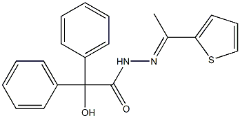 2-hydroxy-2,2-diphenyl-N-[(E)-1-thiophen-2-ylethylideneamino]acetamide 化学構造式