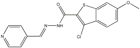 3-chloro-6-methoxy-N-[(E)-pyridin-4-ylmethylideneamino]-1-benzothiophene-2-carboxamide 结构式