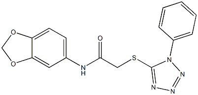 N-(1,3-benzodioxol-5-yl)-2-(1-phenyltetrazol-5-yl)sulfanylacetamide Structure