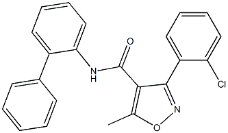 3-(2-chlorophenyl)-5-methyl-N-(2-phenylphenyl)-1,2-oxazole-4-carboxamide 化学構造式