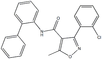 3-(2-chlorophenyl)-5-methyl-N-(2-phenylphenyl)-1,2-oxazole-4-carboxamide,,结构式