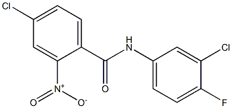 4-chloro-N-(3-chloro-4-fluorophenyl)-2-nitrobenzamide 化学構造式