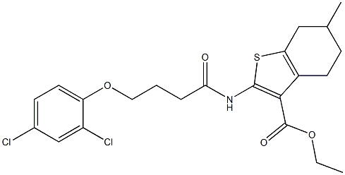 ethyl 2-[4-(2,4-dichlorophenoxy)butanoylamino]-6-methyl-4,5,6,7-tetrahydro-1-benzothiophene-3-carboxylate Structure