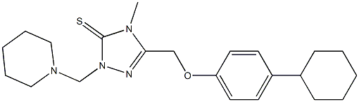 5-[(4-cyclohexylphenoxy)methyl]-4-methyl-2-(piperidin-1-ylmethyl)-1,2,4-triazole-3-thione Structure