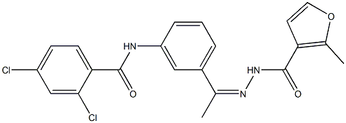 N-[(Z)-1-[3-[(2,4-dichlorobenzoyl)amino]phenyl]ethylideneamino]-2-methylfuran-3-carboxamide Structure