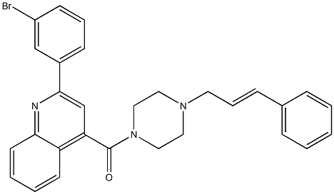 [2-(3-bromophenyl)quinolin-4-yl]-[4-[(E)-3-phenylprop-2-enyl]piperazin-1-yl]methanone 结构式