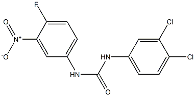 1-(3,4-dichlorophenyl)-3-(4-fluoro-3-nitrophenyl)urea Struktur