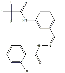2-hydroxy-N-[(Z)-1-[3-[(2,2,2-trifluoroacetyl)amino]phenyl]ethylideneamino]benzamide,,结构式