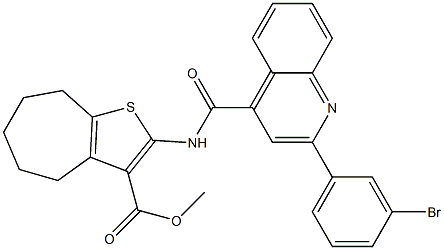 methyl 2-[[2-(3-bromophenyl)quinoline-4-carbonyl]amino]-5,6,7,8-tetrahydro-4H-cyclohepta[b]thiophene-3-carboxylate Structure