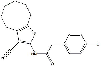2-(4-chlorophenyl)-N-(3-cyano-4,5,6,7,8,9-hexahydrocycloocta[b]thiophen-2-yl)acetamide Struktur
