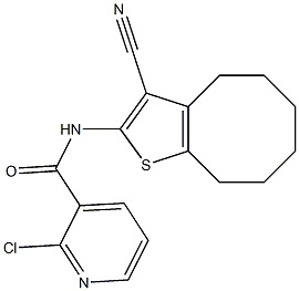 2-chloro-N-(3-cyano-4,5,6,7,8,9-hexahydrocycloocta[b]thiophen-2-yl)pyridine-3-carboxamide Structure