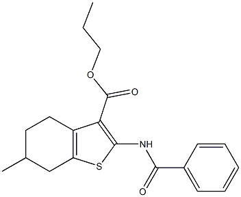 propyl 2-benzamido-6-methyl-4,5,6,7-tetrahydro-1-benzothiophene-3-carboxylate 化学構造式