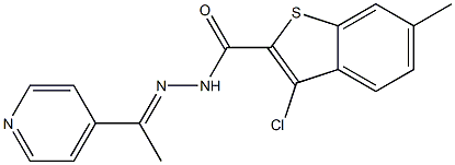 3-chloro-6-methyl-N-[(E)-1-pyridin-4-ylethylideneamino]-1-benzothiophene-2-carboxamide Struktur