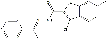 3-chloro-6-methyl-N-[(E)-1-pyridin-4-ylethylideneamino]-1-benzothiophene-2-carboxamide Structure