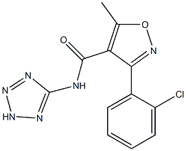 3-(2-chlorophenyl)-5-methyl-N-(2H-tetrazol-5-yl)-1,2-oxazole-4-carboxamide Struktur