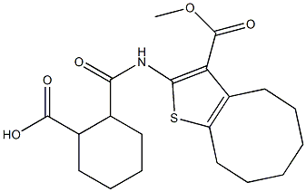 2-[(3-methoxycarbonyl-4,5,6,7,8,9-hexahydrocycloocta[b]thiophen-2-yl)carbamoyl]cyclohexane-1-carboxylic acid Structure