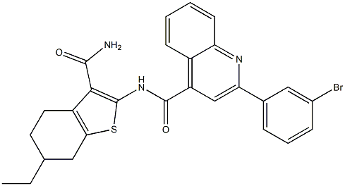 2-(3-bromophenyl)-N-(3-carbamoyl-6-ethyl-4,5,6,7-tetrahydro-1-benzothiophen-2-yl)quinoline-4-carboxamide Structure