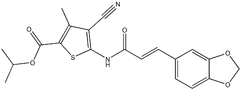 propan-2-yl 5-[[(E)-3-(1,3-benzodioxol-5-yl)prop-2-enoyl]amino]-4-cyano-3-methylthiophene-2-carboxylate Structure