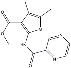 methyl 4,5-dimethyl-2-(pyrazine-2-carbonylamino)thiophene-3-carboxylate Struktur