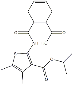 6-[(4,5-dimethyl-3-propan-2-yloxycarbonylthiophen-2-yl)carbamoyl]cyclohex-3-ene-1-carboxylic acid Struktur