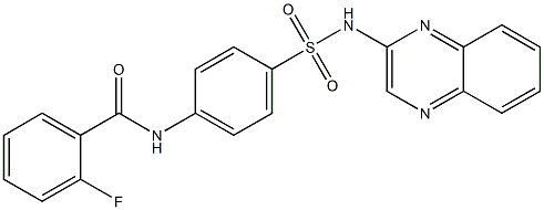 2-fluoro-N-[4-(quinoxalin-2-ylsulfamoyl)phenyl]benzamide 化学構造式