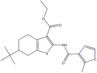 ethyl 6-tert-butyl-2-[(2-methylfuran-3-carbonyl)amino]-4,5,6,7-tetrahydro-1-benzothiophene-3-carboxylate 结构式