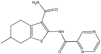 N-(3-carbamoyl-6-methyl-4,5,6,7-tetrahydro-1-benzothiophen-2-yl)pyrazine-2-carboxamide Structure