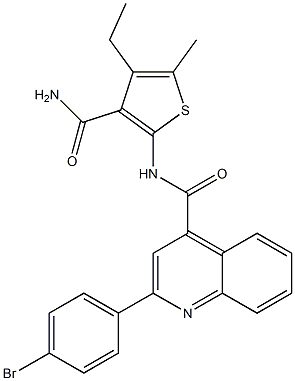 2-(4-bromophenyl)-N-(3-carbamoyl-4-ethyl-5-methylthiophen-2-yl)quinoline-4-carboxamide 化学構造式