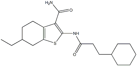 2-(3-cyclohexylpropanoylamino)-6-ethyl-4,5,6,7-tetrahydro-1-benzothiophene-3-carboxamide Structure