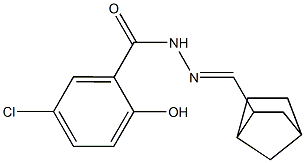 N-[(E)-3-bicyclo[2.2.1]heptanylmethylideneamino]-5-chloro-2-hydroxybenzamide 化学構造式