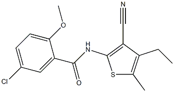 5-chloro-N-(3-cyano-4-ethyl-5-methylthiophen-2-yl)-2-methoxybenzamide,,结构式