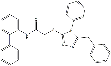 2-[(5-benzyl-4-phenyl-1,2,4-triazol-3-yl)sulfanyl]-N-(2-phenylphenyl)acetamide 化学構造式