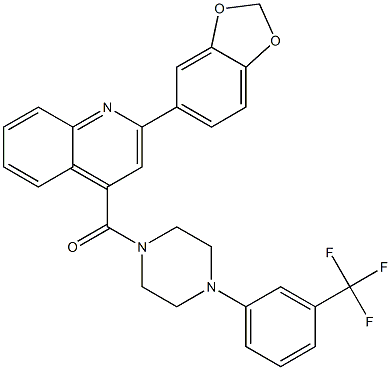 [2-(1,3-benzodioxol-5-yl)quinolin-4-yl]-[4-[3-(trifluoromethyl)phenyl]piperazin-1-yl]methanone 结构式