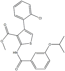 methyl 4-(2-chlorophenyl)-2-[(3-propan-2-yloxybenzoyl)amino]thiophene-3-carboxylate 化学構造式