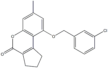 9-[(3-chlorophenyl)methoxy]-7-methyl-2,3-dihydro-1H-cyclopenta[c]chromen-4-one 化学構造式