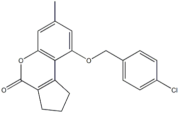 9-[(4-chlorophenyl)methoxy]-7-methyl-2,3-dihydro-1H-cyclopenta[c]chromen-4-one,,结构式