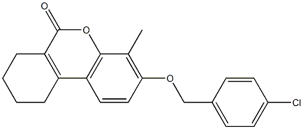 3-[(4-chlorophenyl)methoxy]-4-methyl-7,8,9,10-tetrahydrobenzo[c]chromen-6-one,,结构式